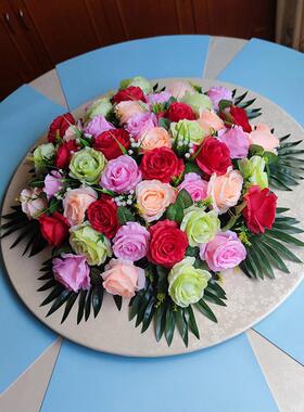 大圆桌转仿盘中间花JCF酒店餐桌摆圆设装饰花摆件饭店真摆花假花