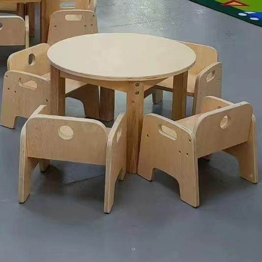 幼儿园儿童桌椅套装托实育桌木小圆桌小方RFU阅用读区宝宝家玩具
