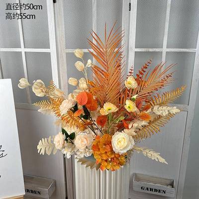 款婚庆路引排花仿真绢品花成新装饰尤加GHO地利婚礼花排T台路引花