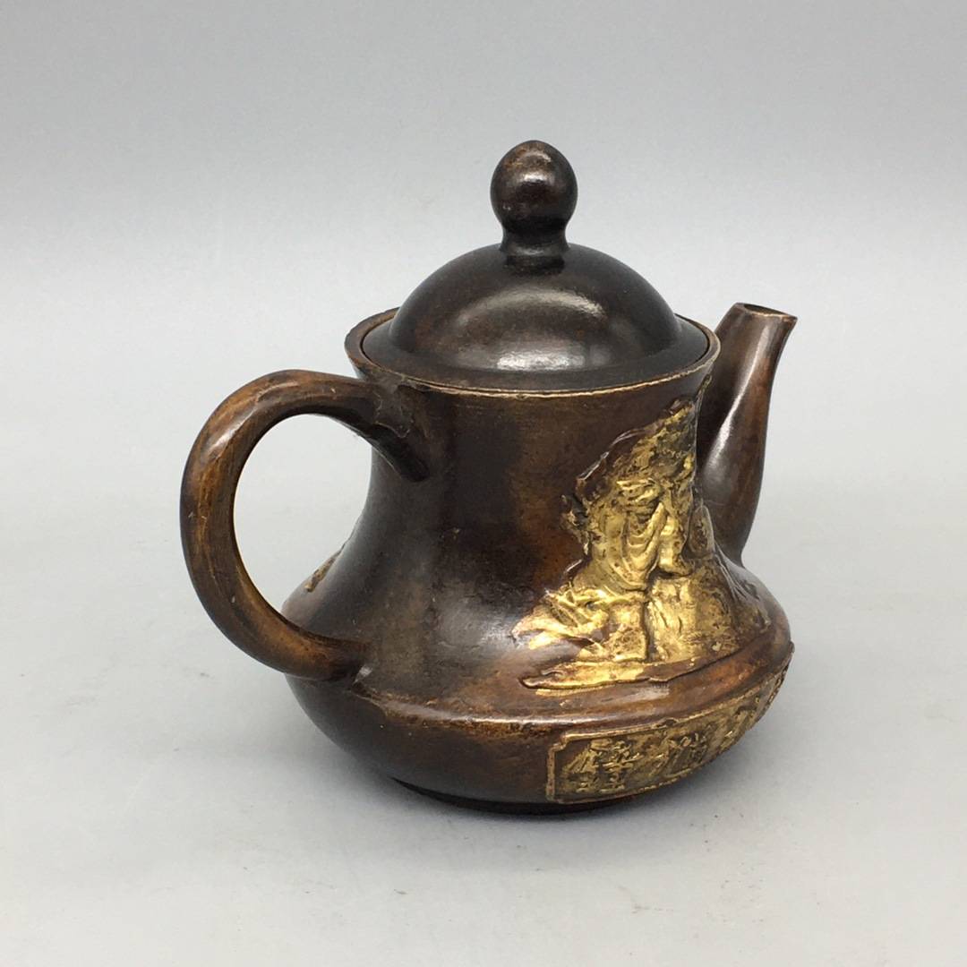 铜器工艺品收藏小钱壶鱼跃龙门小壶福禄寿小壶钟馗引福小壶摆件