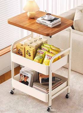 带桌发板客可移动双层茶几小推边几厅沙收HTJ纳车带轮茶桌卧室置