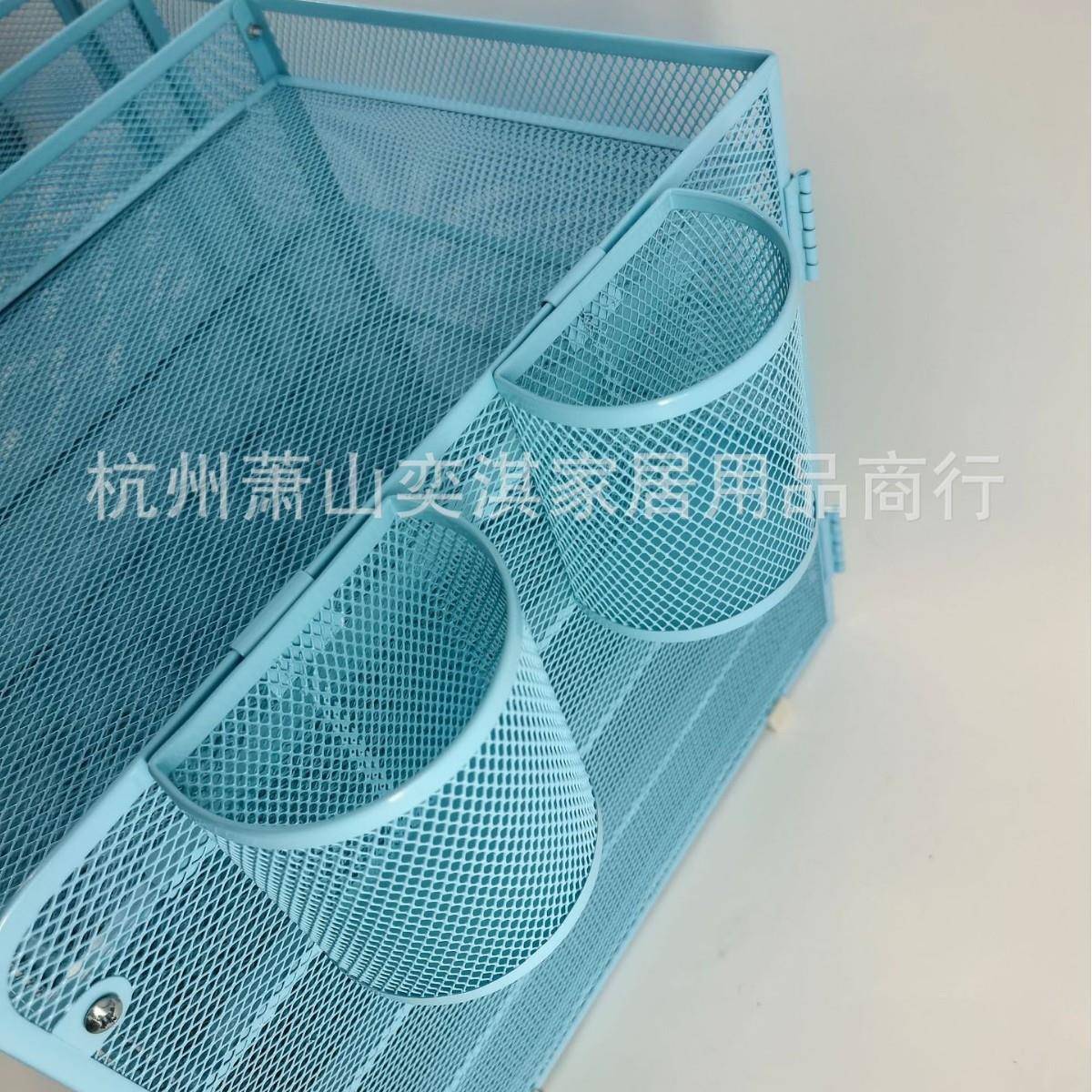 筒五铁层金属网置物YKH架文件收纳架带面两个笔文档案架桌置物架