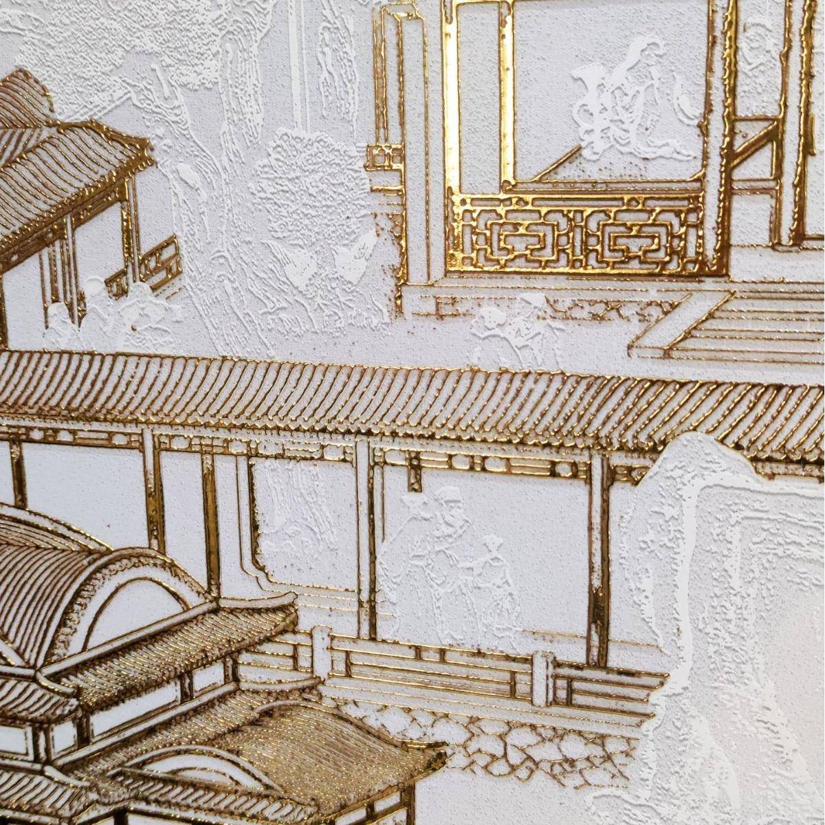 新中式入户过玄关装图饰画山水楼阁KAT对门大正气双联壁画走廊道