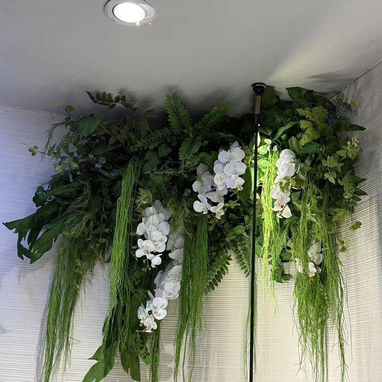 森系绿植壁挂拱门装饰花艺服装店头店橱窗墙面壁布F98HTMT7门置花