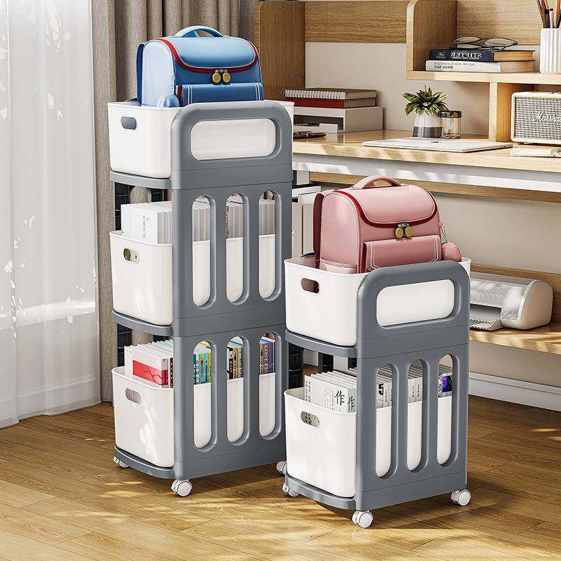 IQJ包物架书可移动小推置车书本收纳家用多桌层下放包收纳架陶琪