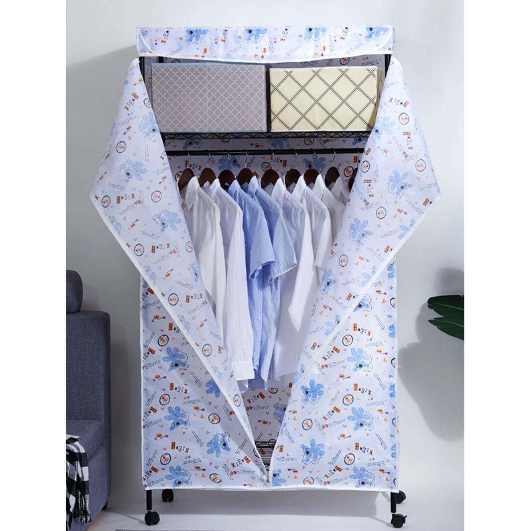 闭布衣柜全钢架结钢实简易家用室卧管加粗加厚全封DFW挂衣架