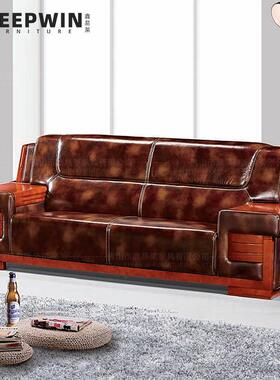 室商业店办公皮沙VMK发用新中式酒别墅整装大小户家型三人位沙发