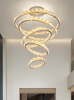 博泳灯具客厅简代约现吊吊灯轻84005D奢ed水晶灯别墅挑高复式l楼