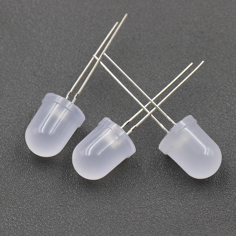 10/10Fm圆头雾10mm圆头状直插灯珠暖白光红绿黄光白极光LEmD发光