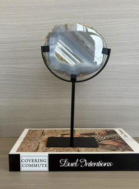 现代厅柜摆PYV件中古玛瑙客摆件房法式复古样板玄关电石视柜软装