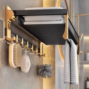 毛巾架浴室孔卫洗生间置物架免打黑金手套挂架UPJ厕所壁挂式间浴