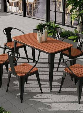 简约铁户艺外塑餐桌餐木厅室外露天gz-98002一四椅庭院桌阳台洽谈