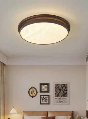 法式中古吸顶木灯室YSL3803A灯复古美式胡桃具纹书房卧意式风灯室