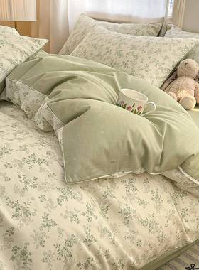 纯棉四件套全AL101305棉2025新款床上花用品新碎舍被套床笠床单宿