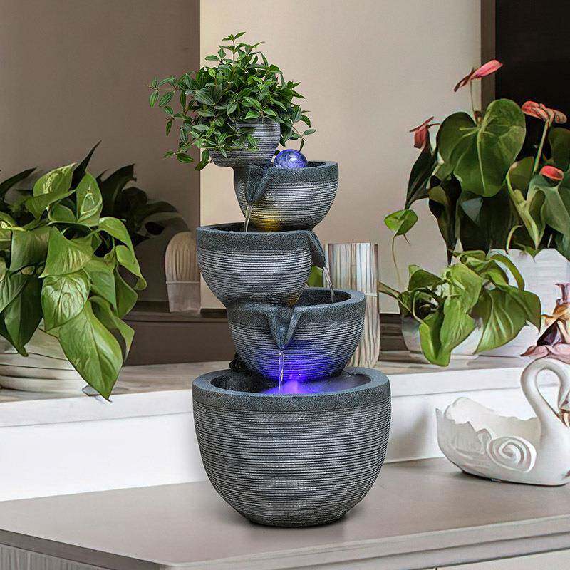 流IBU喷公风泉生财摆件落地客厅办室内桌面招财水水球循环水装饰