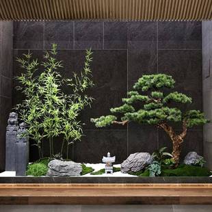 迎客松真树仿大型假树中式无品牌/罗松汉绿植造景玄关橱窗景新观