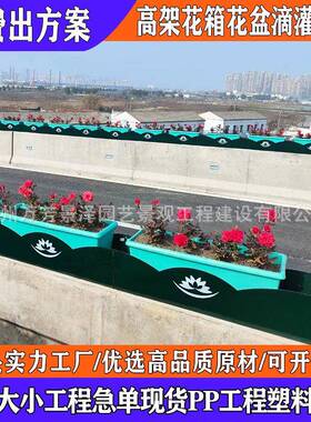高梁架桥花箱市IZZ政桥塑槽料花盆高架桥花塑料PP长花方形盆种植