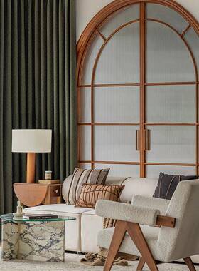 2野025新棉款网红椿38109鱼骨纹麻提花光窗帘中古风美拉遮德色系