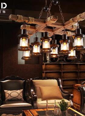 LFT复古工业风艺吊灯美式餐厅木艺吊灯酒吧理发木O服装台94305店