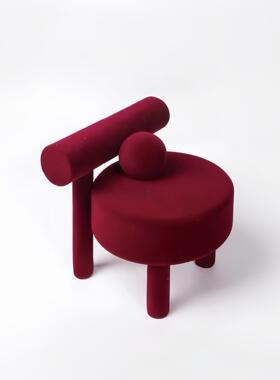 现代轻奢球红色植绒TC-BJ079椅子圆摆件样板房玄售楼处关酒店客软