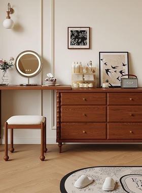 GY中古风复MEU古妆台卧室梳书桌化妆斗化妆台收转角伸缩柜一体实