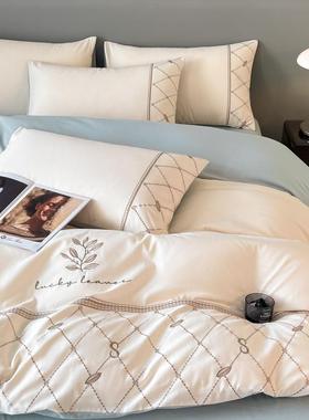 高端桃园-160100加厚磨毛全件棉四件套棉床单套床笠纯三被套轻奢