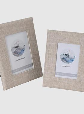 亚麻板布金属相框摆台HY-801606寸7家用卧室高样档间立体摆件现寸