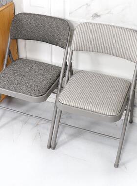 现代中古简加厚靠背餐椅宿办公会议电脑子拍照凳家81997用折叠舍