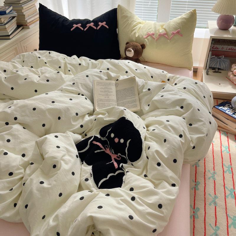 卡通四件清套单被罩床床笠被套单学生宿舍床上人EDB三件套枕套小