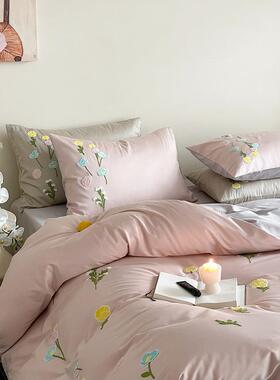 秋冬加厚100S套长绒巾AL850356棉磨毛全棉毛被绣套四件保暖高密度