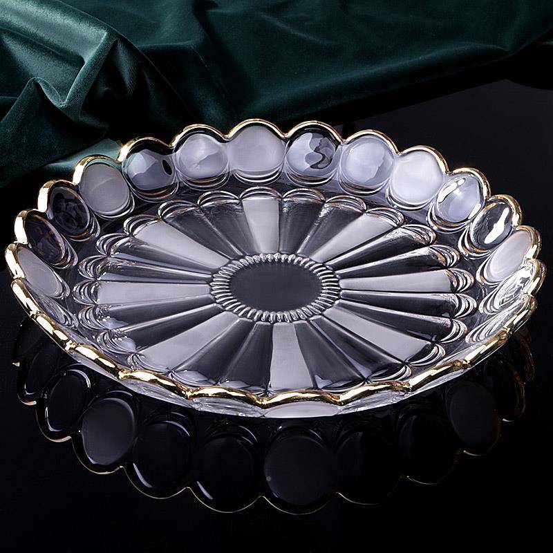 创意高颜值欧式水晶玻璃果RCQ用瓜盘代轻奢家客厅水果西盘现托盘