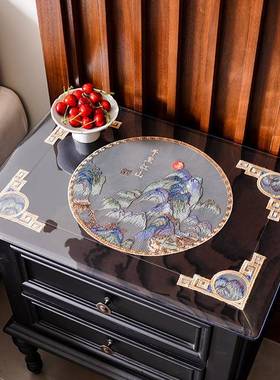 C新中床AZF头防水防油柜免洗垫桌布刺绣pvc透式明软玻璃茶几防尘