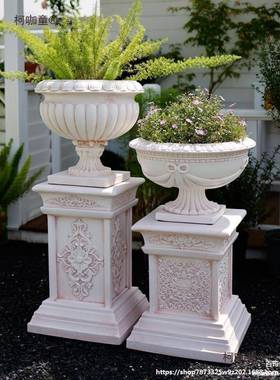柱架装饰摆件马欧式花园庭子婚庆展示台石膏户外花盆花院ALAL柯咖
