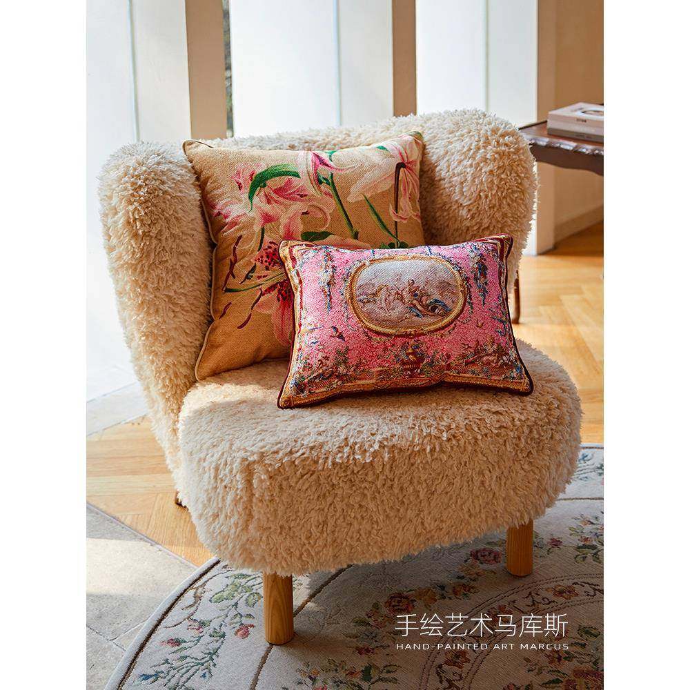 XE偏QQWI3爱集轻奢垫法枕式抱枕复古风美式感客厅沙发靠欧式粉色