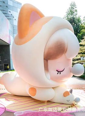 通玻璃钢摆雕塑商场主题网红打卡公HWH仔装置卡大景型观人物IP美