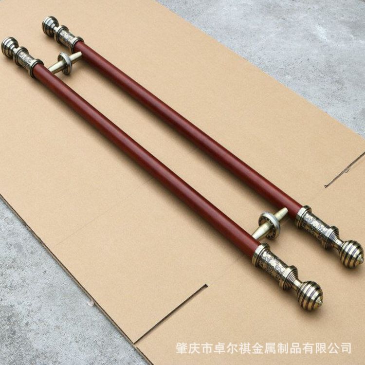玻璃门拉手实木铝头简约木质中式原木推拉门大门把手方木LOGO图片