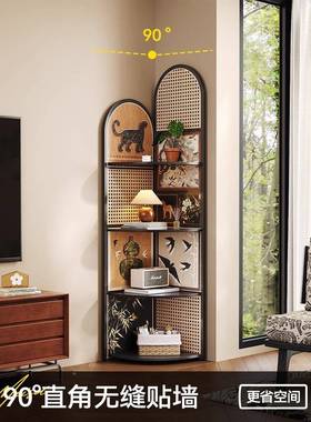 ?中柜古Fh(x}x}&风地墙角转角落摆件客厅电视一柜边转角置物架多