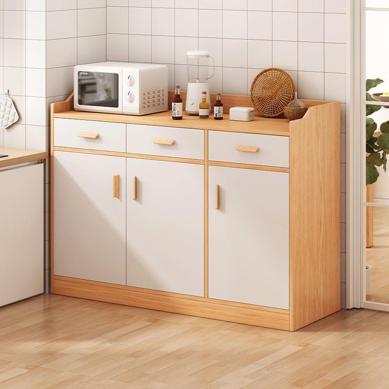 QPA餐边柜厨物房柜子家储柜用功备餐收纳柜实木色多能型客厅茶水