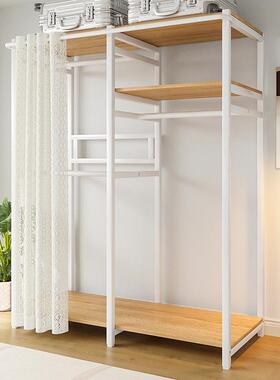 易衣柜家用卧布OVB衣结实耐用钢架室结构组装柜挂简衣架全封闭拉