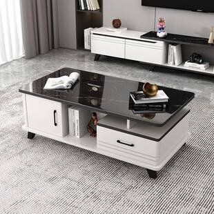 茶几合家用客厅现代简视约茶桌轻奢璃小户型钢化玻茶几电柜VNB组