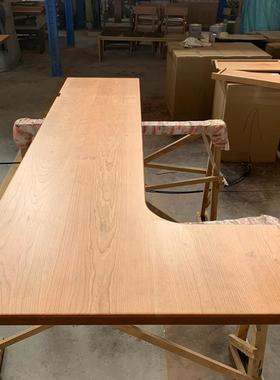 ?红樱桃木板角电脑桌板原木板桌阳台茶转吧台实木YT-001拐板角桌