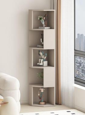 实木角靠墙置物客架墙角收纳11084厅卧室小户型三角柜多书架层储