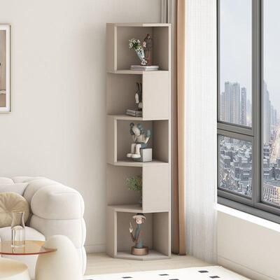 实木角靠墙置物客架墙角收纳11084厅卧室小户型三角柜多书架层储