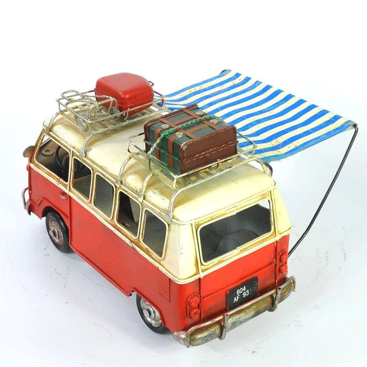 复TKG厅古大旅酒游巴士众车模型铁艺怀旧汽车吧客橱窗柜创意装饰