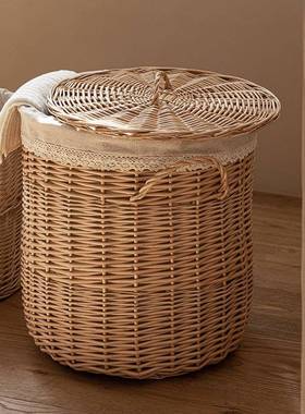 柳编脏生衣篮脏衣服收筐藤编带盖纳卫间浴室放衣服衣JMY篓整理脏