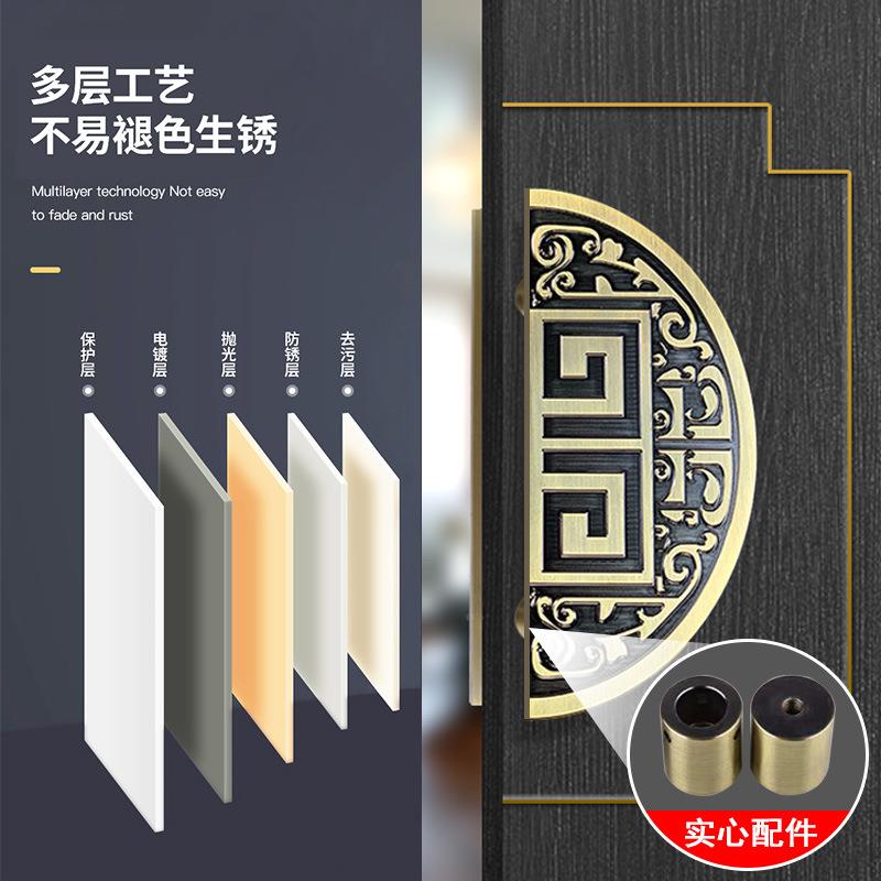 无品牌/铝仿复古圆形门把手半圆古拉手玻璃门门把手别墅农村板店