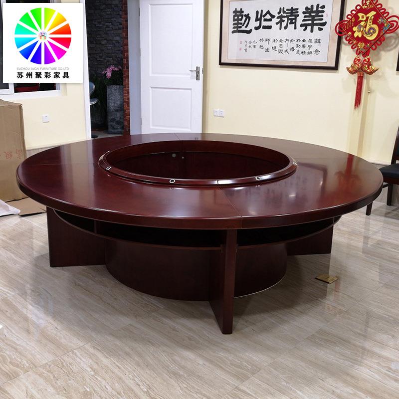 圆形会桌办公开会大桌大型多人谈判台红色圆洽议谈邮SCS桌包厂家