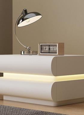 新款用红网奶HUN油白色床头柜质意式极简卧皮室实木床家边收纳储