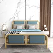 新现代简约轻奢式 铁艺床1.2中米81.YZZ米金色软靠铁床架金属双人