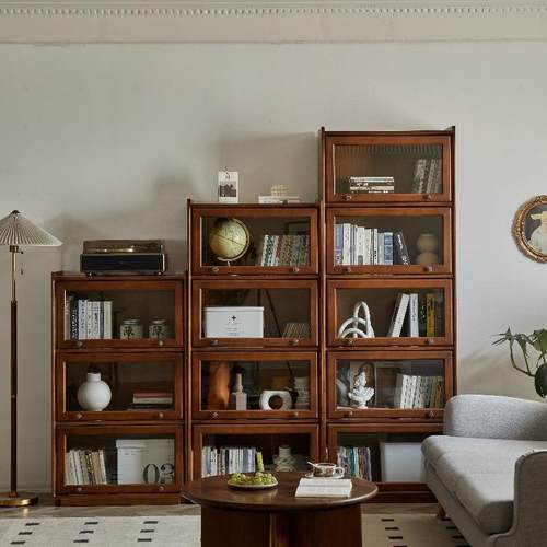 用g实木儿童书物柜储柜一体BXG靠墙多层玻璃门书架小户型客厅家收